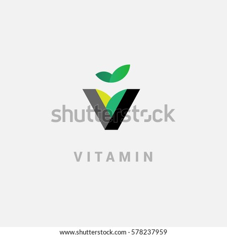 V - vitamin. Creative vector logo in a modern flat style