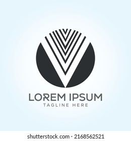 V VO letter multiline round Logo Template In Modern Creative Minimal Style Vector Design
