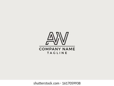 A V W AV AW Logo Letter Icon Creative Minimal Design with Black and White Color in Vector Editable File.