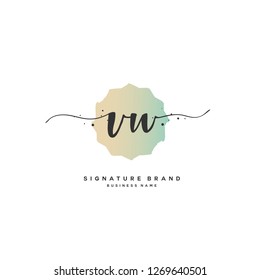 V W VW Initial letter handwriting and  signature logo.