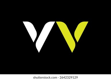 V, W, WV, VW initial letter logo design vector illustration - VV logo.