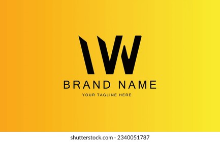 V W WV VW WW brand minimal professional creative black logo design for all kinds of business with yellow red gradient background template  