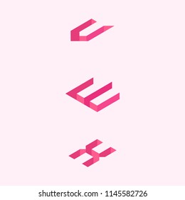 V W X vector Alphabetic illustration font isometric inside. Isometric font symbol and sign