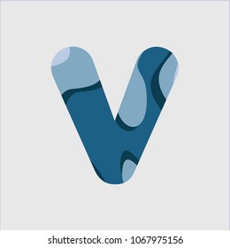 V Water Font Vector Template Design Illustration