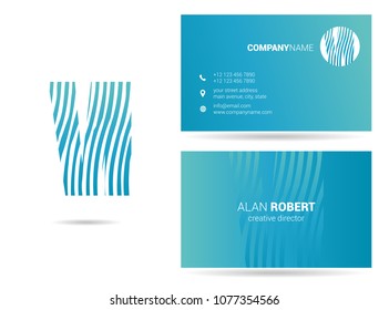 V & I waves letter design with business card template