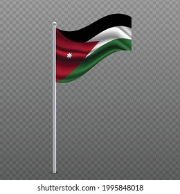v waving flag on metal pole. Vector illustration.