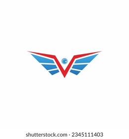  V wing fly abstract logo vector image