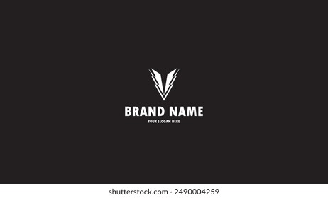 V or wing monogram logo vector design, icon logo suitable for idea your brand bussiness isolated in black, creative modern trendy design
