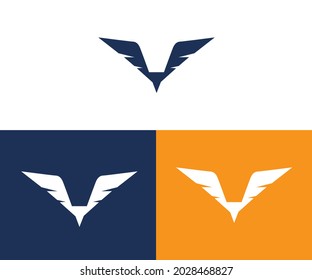 V wing swoosh letter logo