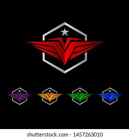V wings logo design vector set