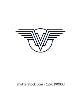 v wings logo vector emblem