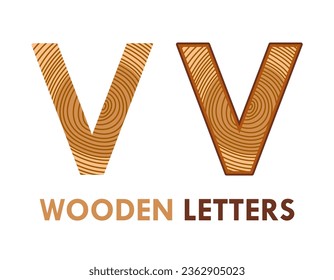 v Wooden letters design logo template illustration