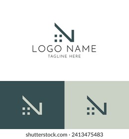 V word house logo design template. Luxury Logo, Construction Architecture Building Logo Design Template Element