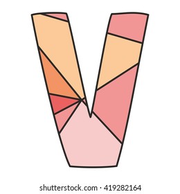 V wrapping surface pastel vector alphabet letter isolated on white background