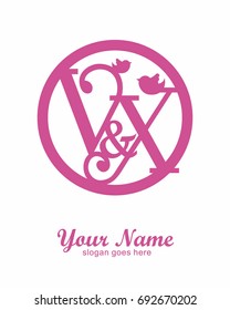 V X initial wedding decorative logo template 