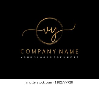 V Y Initial handwriting logo vector