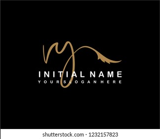 V Y Initial Handwriting Logo Template
