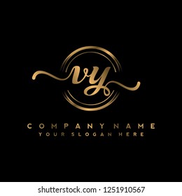 V Y Initial handwriting logo vector