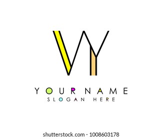 V & Y initial minimalist logo template vector