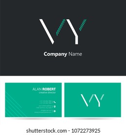 V & Y joint logo stroke letter design with business card template