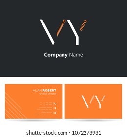 V & Y joint logo stroke letter design with business card template