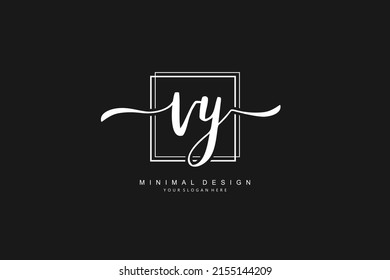 V Y VY logo, Initial lettering handwriting or handwritten for identity. Logo with signature and hand drawn style.