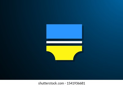 V yellow blue bold logo letter alphabet for company icon design. Suitable as a logotype for corporate or business