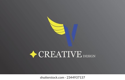 V-gelbes, schwingblaues Logo kreatives Logo-Design für alle Arten von Business-Branding-Log