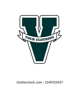 V Your Cloths Typography Streetwear, Urban Design Patch Embroidery Screen Printing Green And White Color Patch Commercial Use