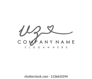 V Z Initial handwriting logo vector