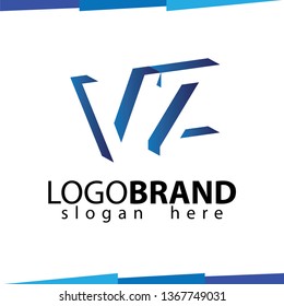 V Z Initial Letter logo in negative space vector template