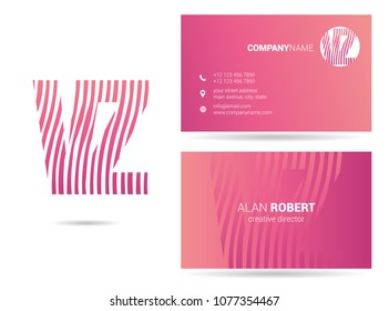 V & Z waves letter design with business card template