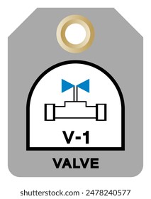 V-1 Valve Isolation Point Tag Label Symbol Sign, Vector Illustration, Isolate On White Background. EPS10