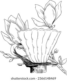 V60 coffee filter flower hand drawn illustraton