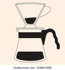 V60 coffee maker icon. Outline vector isolated icon for web design