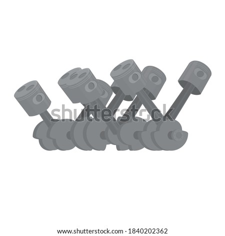 V8 engine and crankshaft pistons, vector illustration