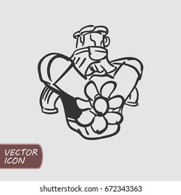V8 engine. Hand drawn vector icon.