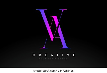 VA AV letter design logo logotype icon concept with serif font and classic elegant style look vector illustration.