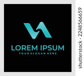 VA design for logo font.Letter V A line logo design. Linear bowtie creative minimal monochrome monogram symbol. Universal elegant vector emblem. Premium business logotype. 