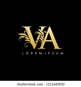 VA Gold Letter logo With Classy Floral Design