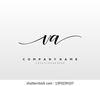 VA handwriting initial  logo vector