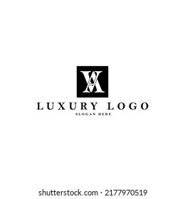 VA initial based vector logo. Two letters combined logo within a box. Logo for company, brand, luxury product, and event.