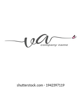 VA Logotipo inicial de escritura a mano de lujo belleza vectorial