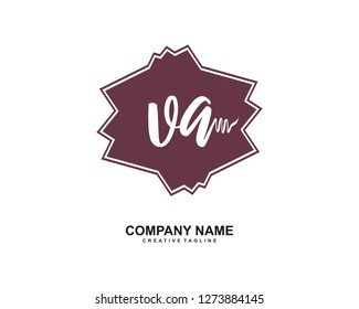 VA Initial Handwriting Logo Template Vector