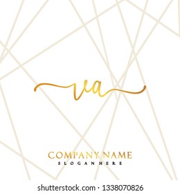VA Initial Handwriting logo template vector
