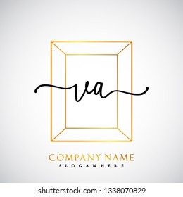 VA Initial Handwriting logo template vector