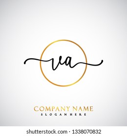 VA Initial Handwriting logo template vector