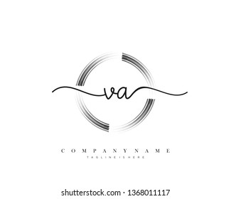 VA initial handwriting logo template vector