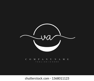 VA initial handwriting logo template vector