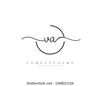 VA initial handwriting logo template vector